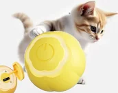 Zabawki dla kotów - UCIEKAJĄCA PIŁKA KULKA ZABAWKA DLA KOTA PSA ŚWIECĄCA LED USB ŻÓŁTA - miniaturka - grafika 1