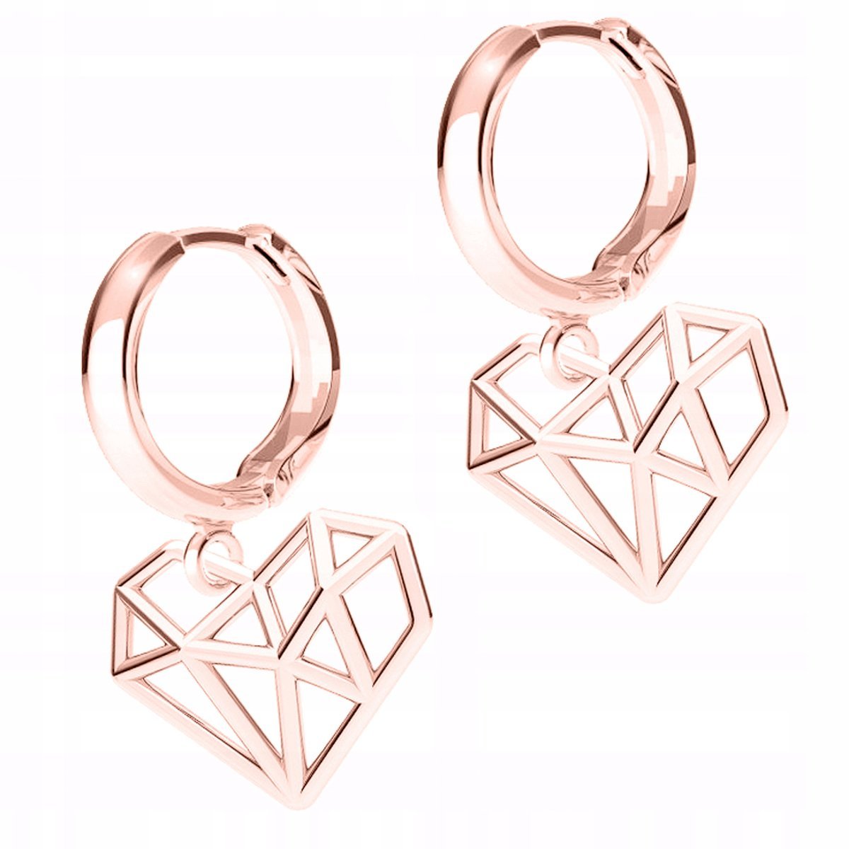 Kolczyki Pozłacane Ażurowe Serca Serduszka Love Hearts Serce SREBRO 925