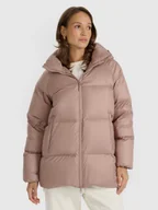 Kurtki damskie - 4F Kurtka puchowa z wypełnieniem naturalnym damska - beżowa S - miniaturka - grafika 1