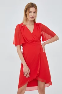 Sukienki - Vila sukienka kolor czerwony mini rozkloszowana - grafika 1