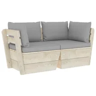 Sofy ogrodowe - vidaXL Ogrodowa sofa 2-osobowa z palet, z poduszkami, drewno świerkowe - miniaturka - grafika 1