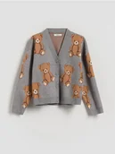 Swetry dla dziewczynek - Reserved - Kardigan w misie z wiskozą - wielobarwny - miniaturka - grafika 1