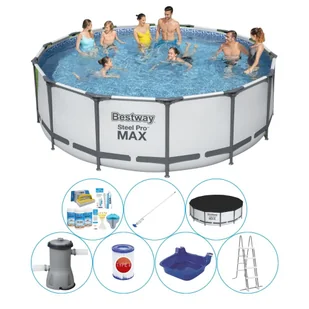 Komfortowy pakiet do basenu - Bestway Steel Pro MAX 427x122 cm okrągły - Baseny ogrodowe - miniaturka - grafika 1