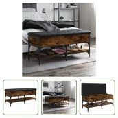 Szafki na buty - The Living Store Ławka na buty dąb wędzony 102x42x45 cm Materiał drewnopochodny - miniaturka - grafika 1