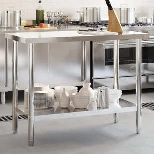 Kuchenny stół roboczy, 110x55x85 cm, stal nierdzewna Lumarko! - Wózki na żywność - miniaturka - grafika 1