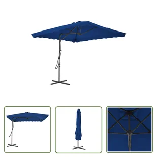 The Living Store Parasol ogrodowy na stalowym słupku - niebieski - 250x250x230 cm - Parasol Ogrodowy - Parasole ogrodowe - miniaturka - grafika 1