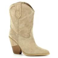 Botki damskie - Beżowe zamszowe kowbojki CARINII - Carinii - miniaturka - grafika 1