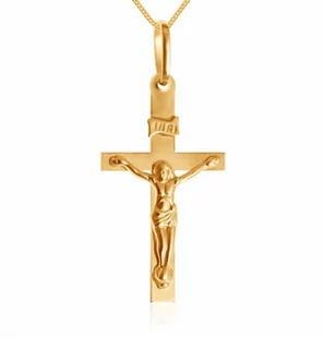 Murrano Złoty Krzyżyk 333 Modesto z Pasyjką Łańcuszek Grawer ZZ-172_PAN-333-1MM - Biżuteria religijna - miniaturka - grafika 1