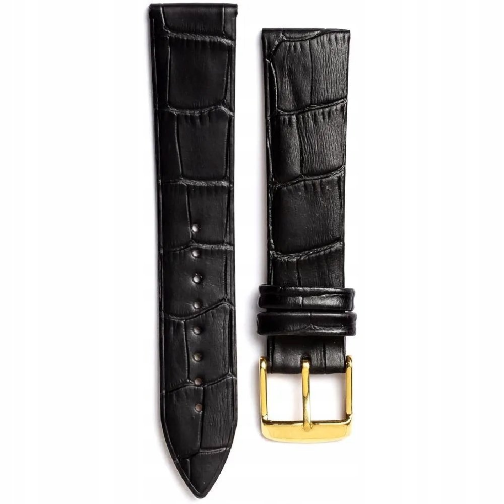 Adriatica czarny pasek skórzany 20 mm ze złotą sprzączką