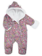 Pajacyki dla niemowląt - Niemowlęcy pajac dresowy z luną w kwiaty różowy Nicol,r.56 - miniaturka - grafika 1