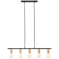 Lampy sufitowe - Brilliant Lamp Kerry 5-lampowa lampa wisząca czarny/drewno brązowy aluminium 5x A60, E27, 40 W - miniaturka - grafika 1