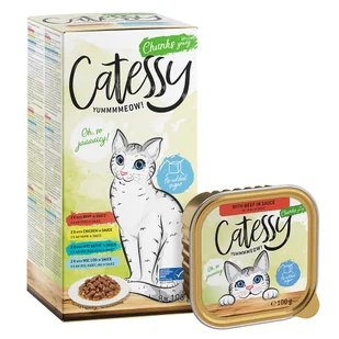 Catessy mix w miseczkach, 32 x 100 g - Mix soczyste kąski w sosie - Mokra karma dla kotów - miniaturka - grafika 1