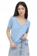 Koszulki i topy damskie - JDY BABETTE BŁĘKITNY TSHIRT Z DEKOLTEM V I KRÓTKIM RĘKAWEM XS J9A - miniaturka - grafika 1