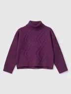 Swetry damskie - Benetton Golf w kolorze fioletowym - miniaturka - grafika 1