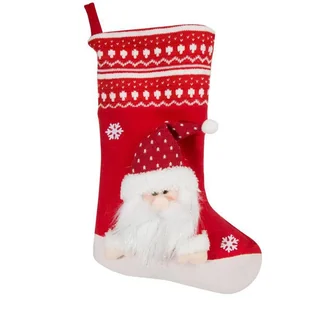 Skarpeta Świąteczna Święty Mikołaj 3D Santa 50 Cm Czerwona - Ozdoby bożonarodzeniowe - miniaturka - grafika 1