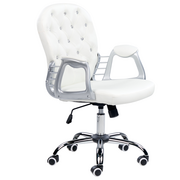 Fotele i krzesła biurowe - Krzesło biurowe regulowane ekoskóra białe z kryształkami PRINCESS Lumarko! - miniaturka - grafika 1