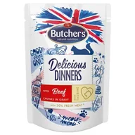 Mokra karma dla kotów - Butcher's Delicious Dinners Cat kawałki w sosie 24x100g Wołowina - miniaturka - grafika 1
