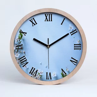 Zegar drewniany rzymski kwiaty wiśni tło fi 30 cm, Tulup - Zegary - miniaturka - grafika 1
