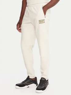 EA7 Emporio Armani Spodnie dresowe 7M000676 AF16718 U1086 Beżowy Regular Fit - Spodnie sportowe męskie - miniaturka - grafika 1