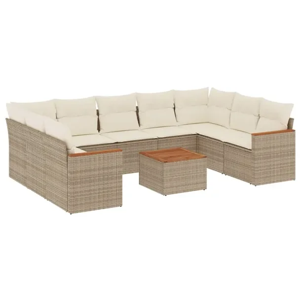 Zestaw mebli ogrodowych beżowy z rattanem PE, wymiary: 62x62x69 cm, 55x62x