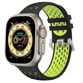 Pasek wymienny CubeNest Silicone Sport na Apple Watch 42/44/45/Ultra 49 mm (B01R1L02) Czarny/Żółty - Akcesoria do smartwatchy - miniaturka - grafika 1