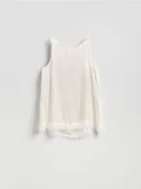 Koszulki i topy damskie - Reserved - Satynowy top z koronką - złamana biel - miniaturka - grafika 1