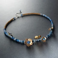 Naszyjniki - Naszyjnik z awenturynem i kwiatkami z mosiądzu. - miniaturka - grafika 1