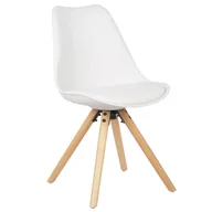 Krzesła - Bukkitbow - Krzesło do jadalni z siedziskiem z PU lub lnu - z solidnymi drewnianymi nogami - Wysokość siedziska: 46 cm - Biały (sztuczna skóra) - miniaturka - grafika 1
