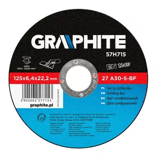 Graphite Tarcza szlifierska do metalu 125 x 6.4 x 22.2 mm, 27 A30-S-BF TOP-57H715 - Tarcze do pił - miniaturka - grafika 1