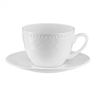 Filiżanki - Filiżanka porcelanowa 250 ml ze spodkiem ROMA white VILLA ITALIA - miniaturka - grafika 1
