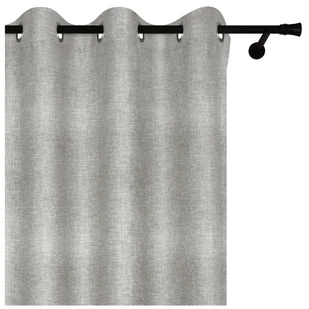 Voppi Zasłona gotowa na przelotki kółka 140 x 260 cm szara zasłona okienna półzaciemniająca z lnianym wzorem - Zasłony - miniaturka - grafika 1
