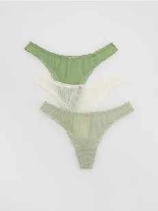 Reserved - Siateczkowe majtki stringi 3 pack - jasnozielony - Majtki damskie - miniaturka - grafika 1