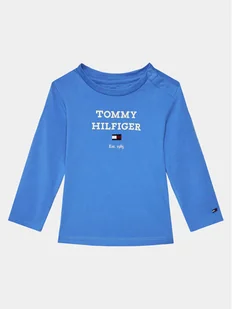Tommy Hilfiger Bluzka Logo KN0KN01760 Niebieski Regular Fit - Bluzki damskie - miniaturka - grafika 1