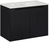 Szafki łazienkowe - CZARNA szafka łazienkowa z umywalką 80 cm NOVA BLACK 82-80 RYFLOWANY front - miniaturka - grafika 1