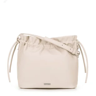 Damska torebka crossbody z dekoracyjnymi wiązaniami kremowa - Torebki damskie - miniaturka - grafika 1