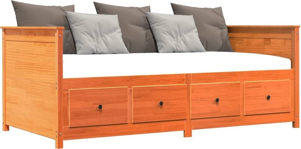 Łóżko dzienne wosk brązowy 100x200 cm lite drewno sosnowe