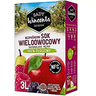 Sady Wincenta Sady Wincenta Sok 100% wieloowocowy naturalnie mętny tłoczony NFC 3 l - Soki i napoje niegazowane - miniaturka - grafika 1