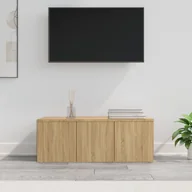 Szafki RTV - vidaXL Szafka pod TV, dąb sonoma, 80x34x30 cm, płyta wiórowa - miniaturka - grafika 1