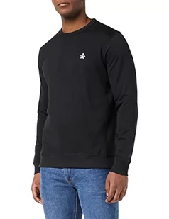 Original Penguin Męska bluza polarowa L/S Sticker Pete Crew, True Black, L - Bluzy męskie - miniaturka - grafika 1