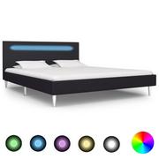 Łóżka - vidaXL Rama łóżka z LED, czarna, tapicerowana tkaniną, 140 x 200 cm - miniaturka - grafika 1