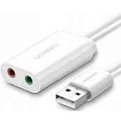 Karty dźwiękowe - Ugreen Ugreen zewnętrzna karta dźwiękowa muzyczna adapter USB - 3,5 mm mini jack 15 cm biały (US205 30143) - Biały US205 30143 - miniaturka - grafika 1