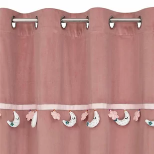 Zasłona dziecięca CAR  z taśmą dekoracyjną z wiszącymi trójwymiarowymi księżycami 140 X 250 cm - Firany i zasłony dla dzieci - miniaturka - grafika 1