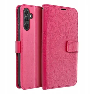 PIĘKNE ETUI Z KLAPKĄ SAMSUNG A14 MAGENTA + SZKŁO - Etui i futerały do telefonów - miniaturka - grafika 1