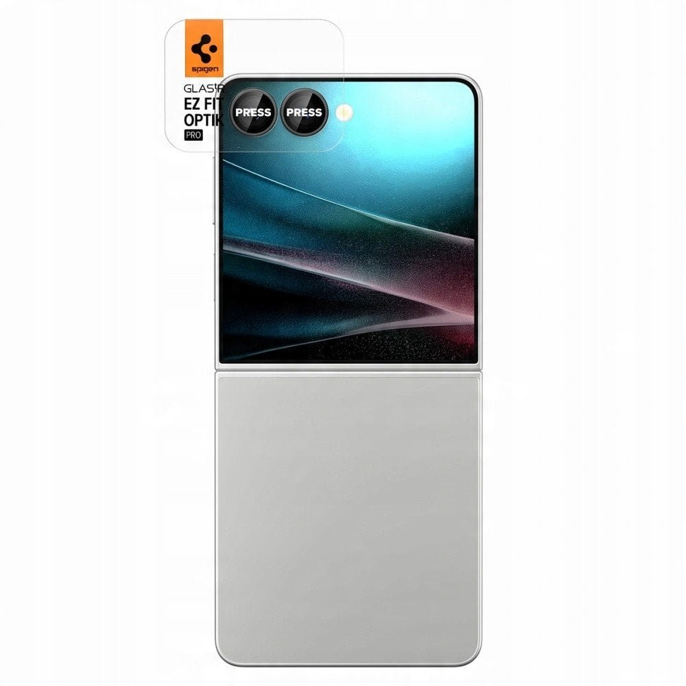 Spigen Optik Pro HD GLAS.TR EZ Fit Camera Protector 2-Pack - Szkło ochronne na obiektyw do Samsung Galaxy Z Flip 7 Czarny