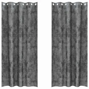 vidaXL Zasłona z zasłonami 2 pcs Szary 225 x 140 cm Aksamit - Zasłony - miniaturka - grafika 1