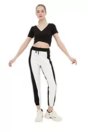 Spodnie damskie - Trendyol Damskie spodnie dresowe Czarny kolor blokowany podstawowy jogger sportowy fin dresy, czarny, S - miniaturka - grafika 1
