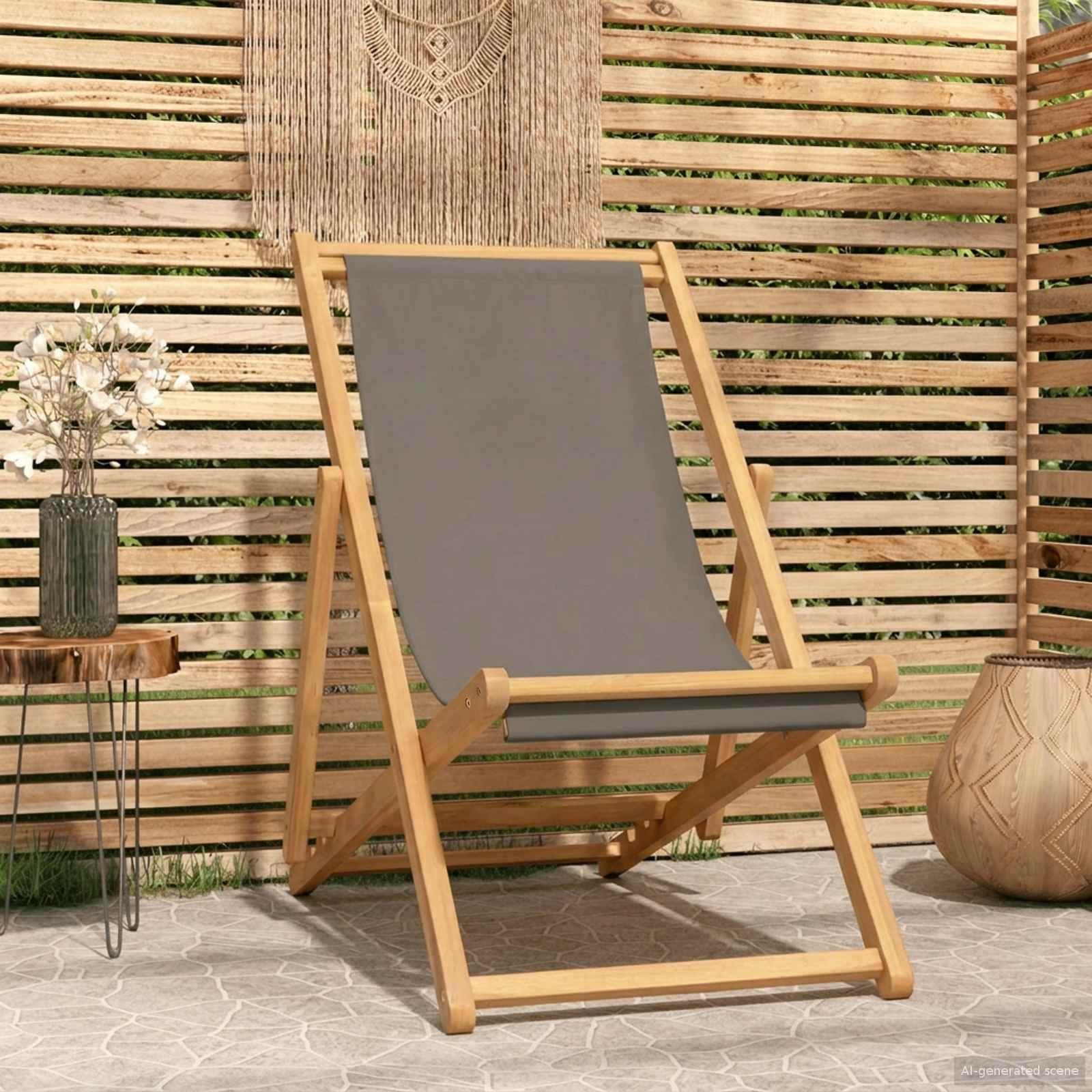 vidaXL Krzesło plażowe Ciemnoszary Lite drewno teakowe 42032662