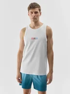 Koszulki męskie - Tank top regular z nadrukiem męski 4F 4FWSS24TTSHM1291-10S Biały - miniaturka - grafika 1