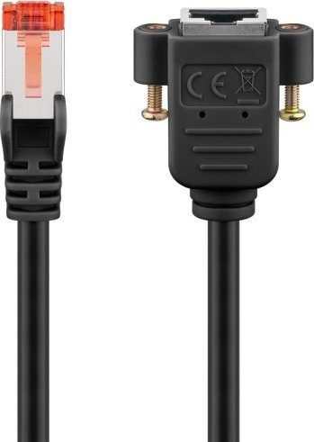 Goobay CAT 6 kabel przedłużającyS/FTP PiMF, czarny - Długość kabla 0.5 m