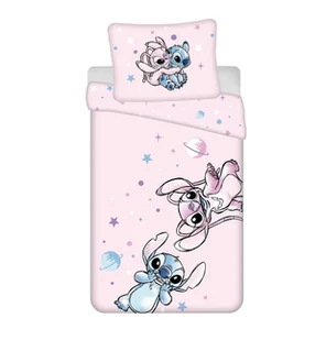 Pościel 140x200 Lilo i Stitch Universe różowa poszewka 50x70 - Pościel dla dzieci - miniaturka - grafika 1